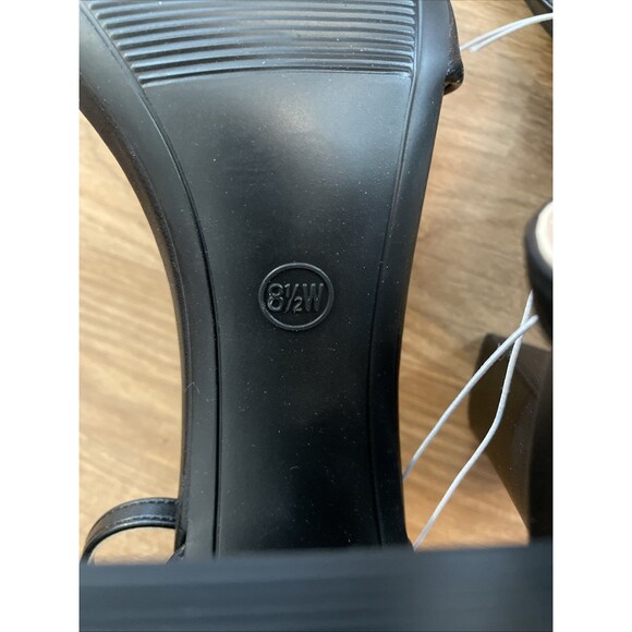 A New Day Shelly Heels Black 8.5 Wide Women's Ankle Strap Block Memory Foam NEW - Picture 14 of 16